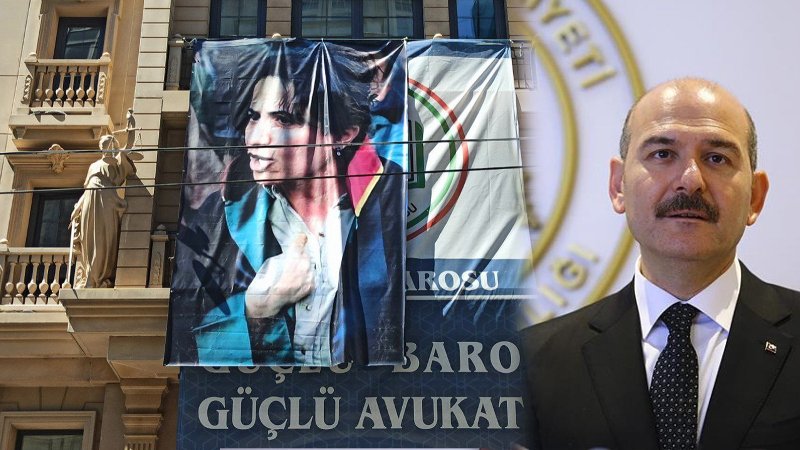 Süleyman Soylu teröristin posterini baro binasına asan İstanbul Barosu’na çok kızdı!